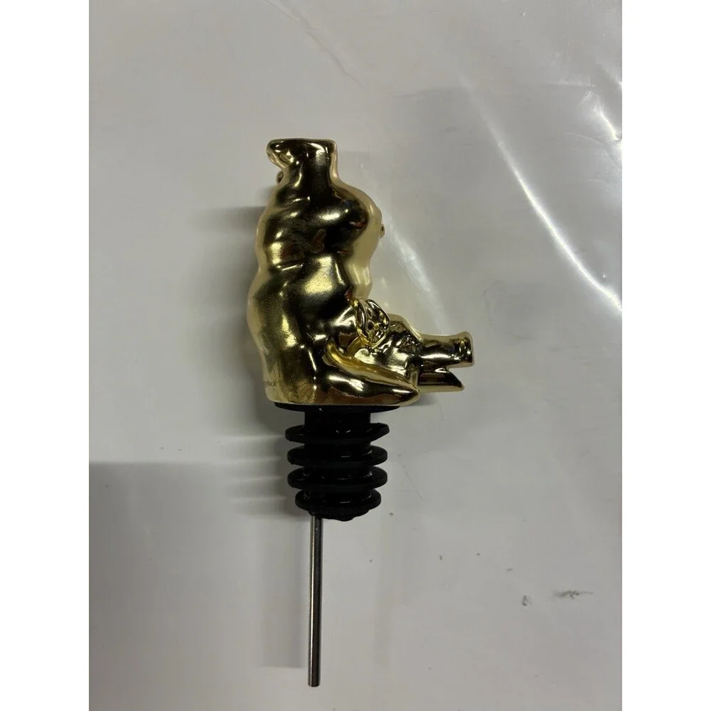 WhistlePig Bottoms Up Pig Bottle Pourer Pour Spout Gold/Black Metal Rubber